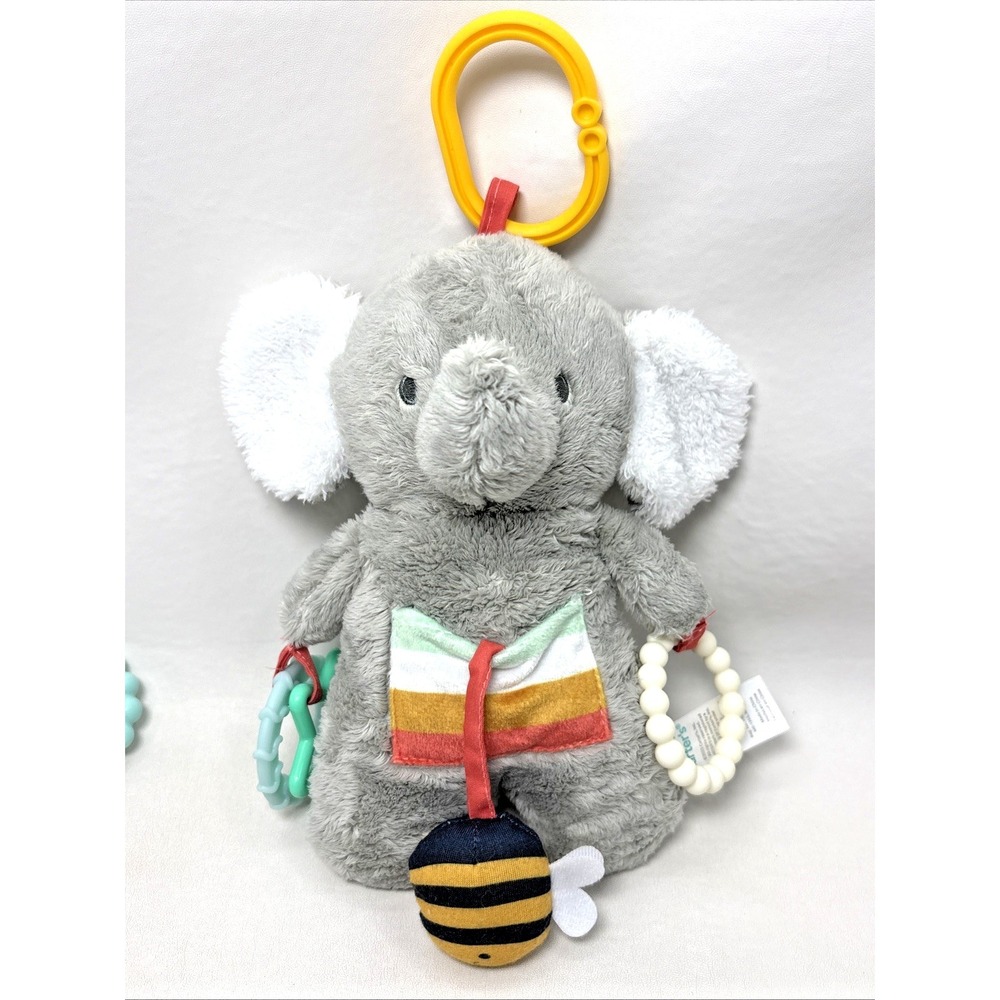 Carter's Bunny Elephant Plush Stuffed Animal W/ Teether Musical Squeak Rattle - Picture 3 of 11